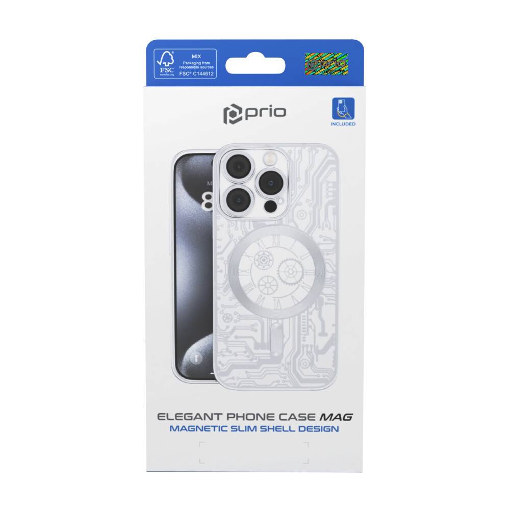 prio elegante Handyhülle MAG für iPhone 14 Plus silber