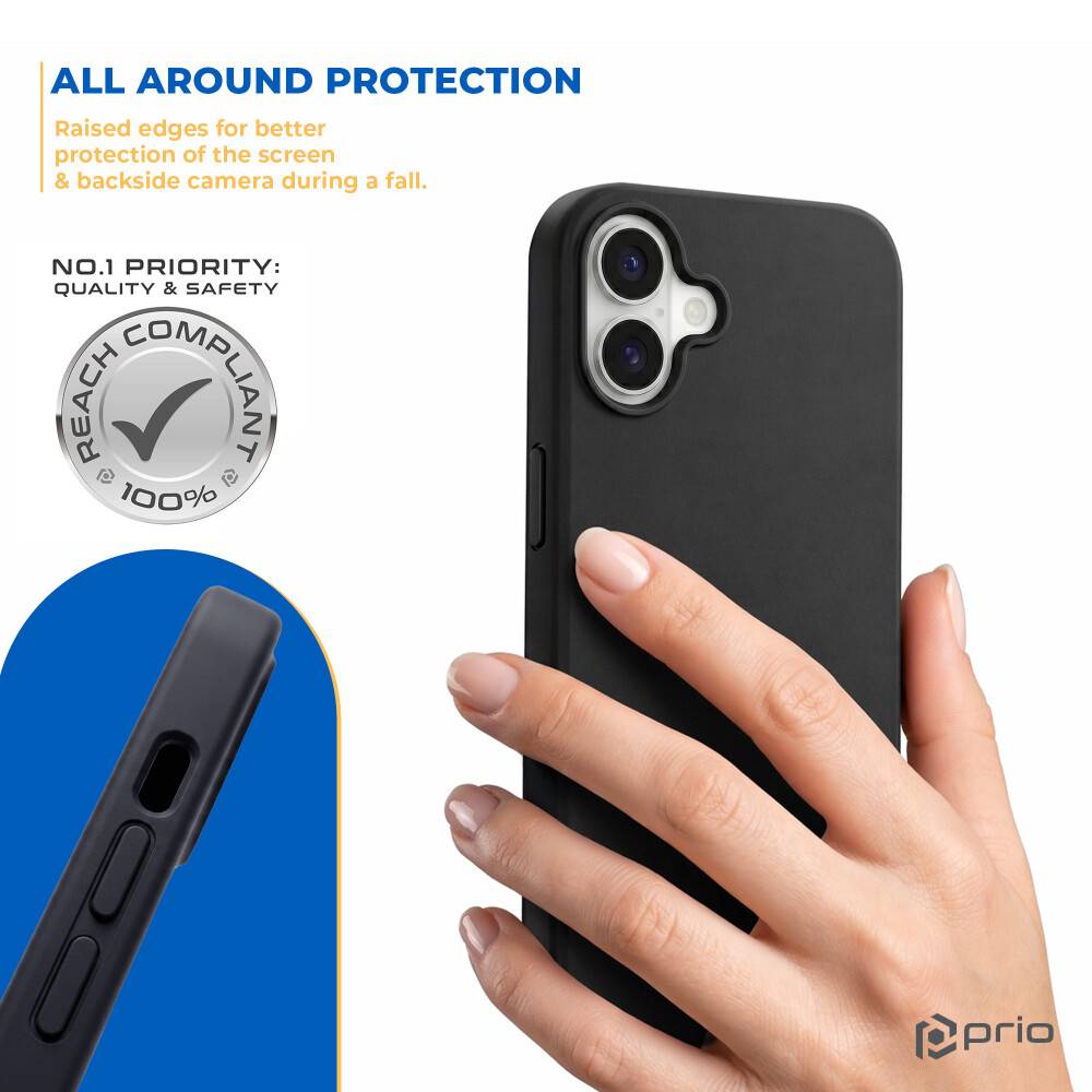 prio Liquid Silicone Case MAG für iPhone 16 (6,1 Zoll) schwarz