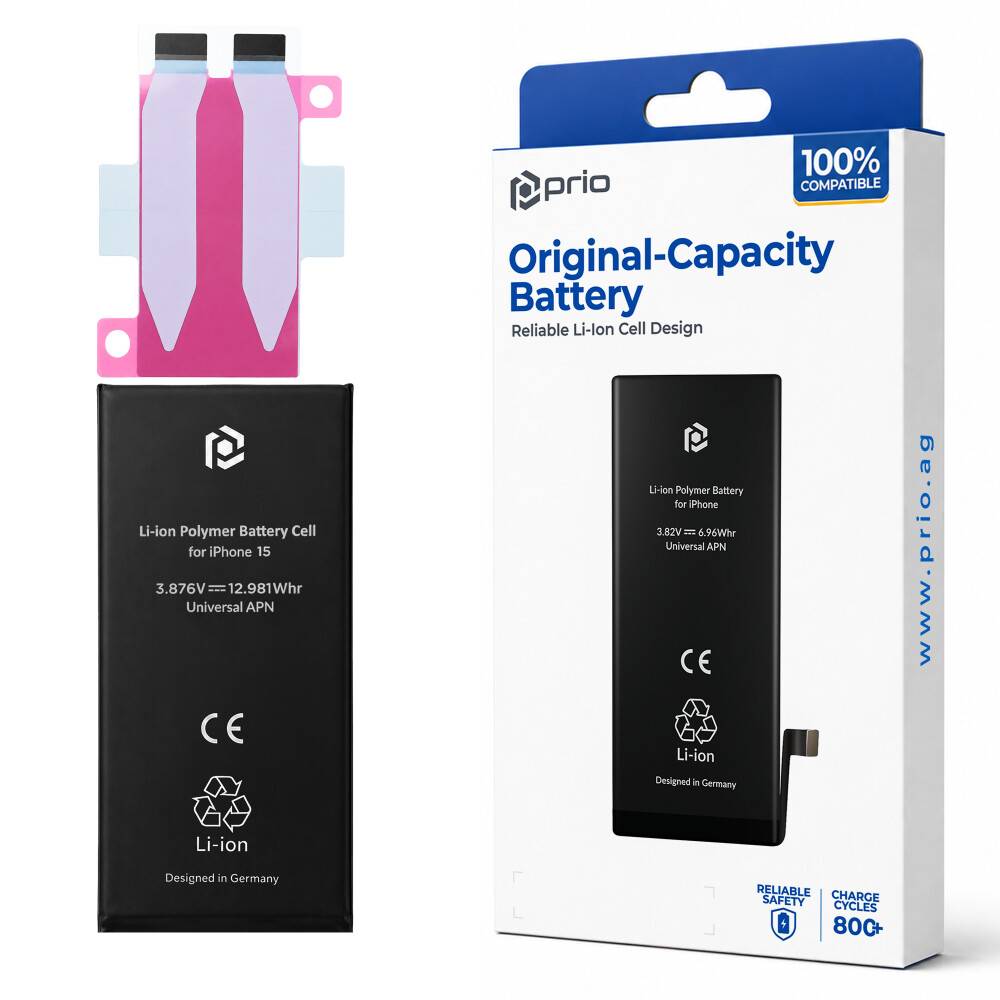 prio Akkuzelle für iPhone 15 (ohne Flex-Kabel)