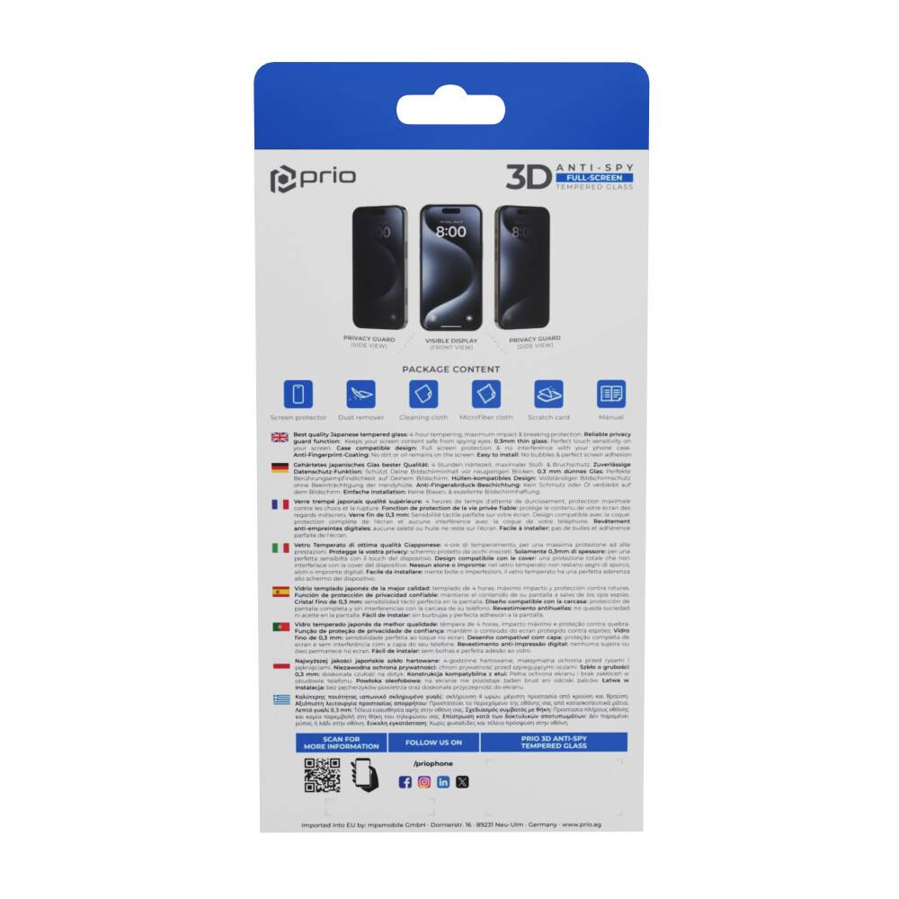 prio 3D Anti-Spy Panzerglas für Samsung S24 schwarz