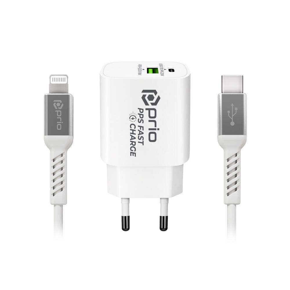 prio MFi Schnellladeset (20W Ladegerät + Lightning-Kabel) weiß