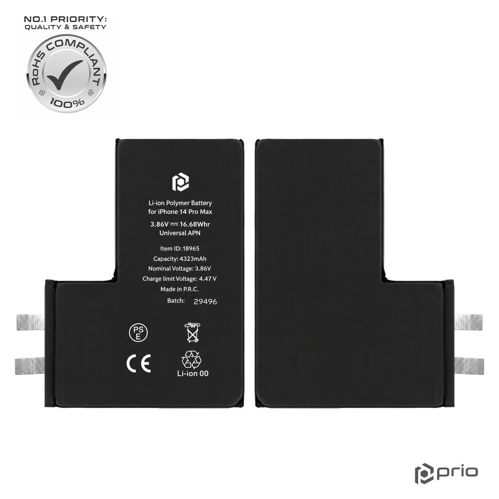 prio Akkuzelle für iPhone 14 Pro Max (ohne Flex-Kabel)
