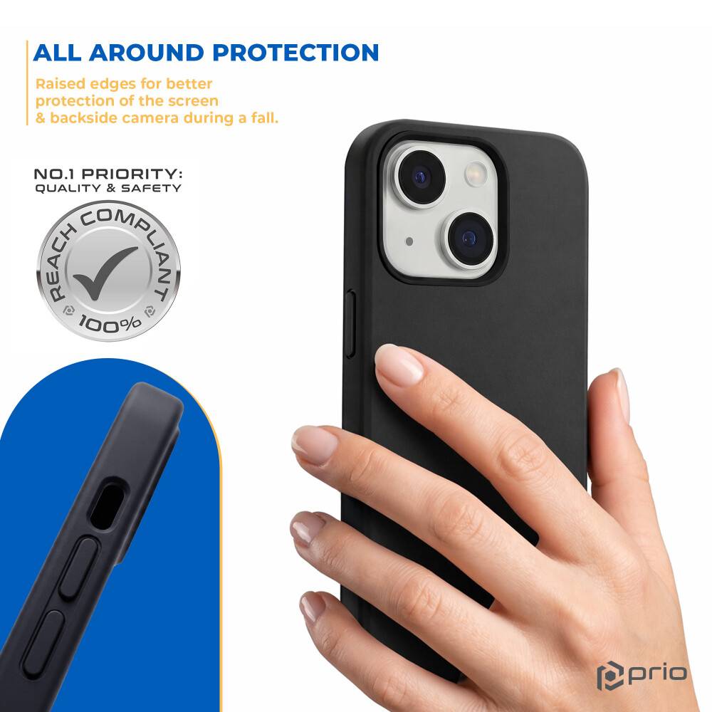 prio Silikonschutzhülle MAG für iPhone 15 Plus (6,7 Zoll) schwarz