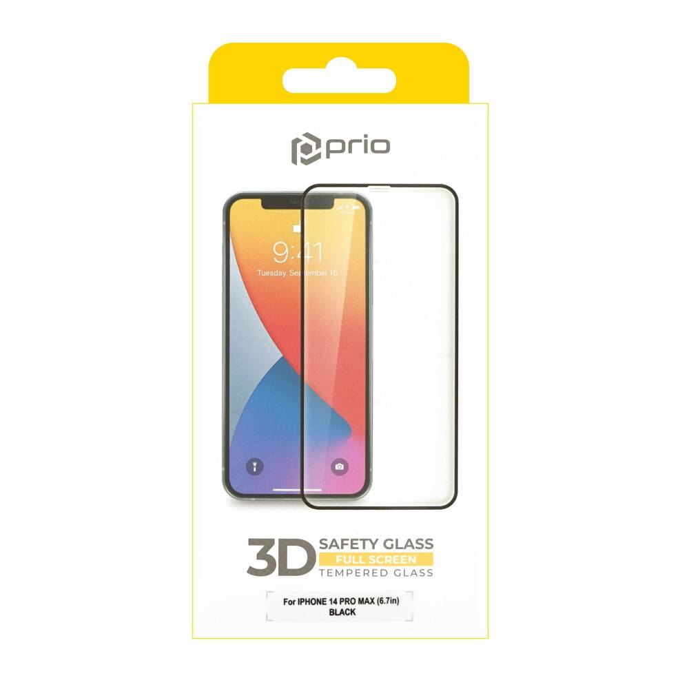 prio 3D Displayschutzglas für iPhone 14 Pro Max schwarz