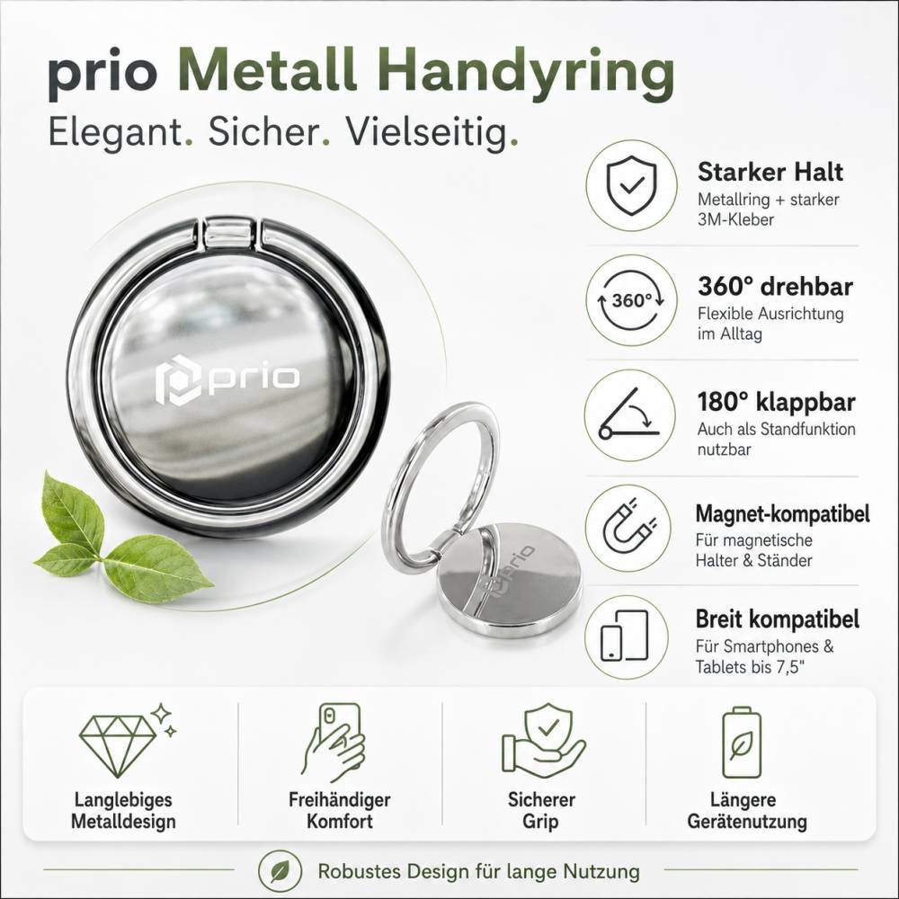 prio Metall Handyring glänzend-silber