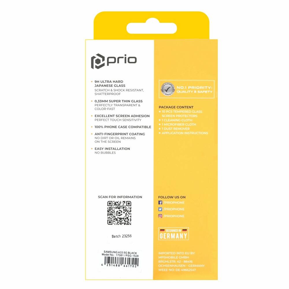 prio 10x 3D Displayschutzglas für Samsung A33 5G schwarz