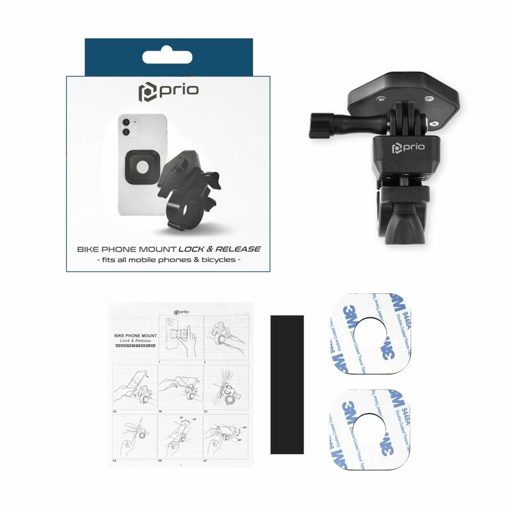 prio Fahrrad-Handyhalterung / Handyhalter mit schneller Lock & Release Funktion