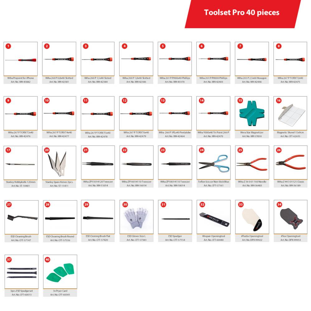 Original Wrepair 40-teiliges Werkzeug-Set Pro CFT-60471