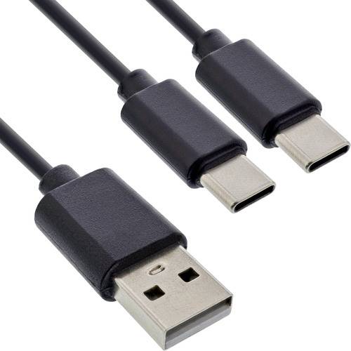 Drei USB-Kabel werden gezeigt: zwei mit USB-C-Steckern und eines mit einem Standard-USB-A-Stecker, verwendet für Datenübertragung und Laden.