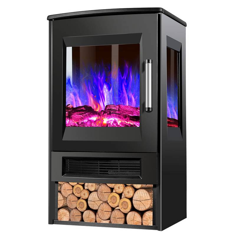 Elektrokamin elektrischer Kamin 900W/1800W elektrischer Kaminofen LED-Flammeneffekt Schwarz