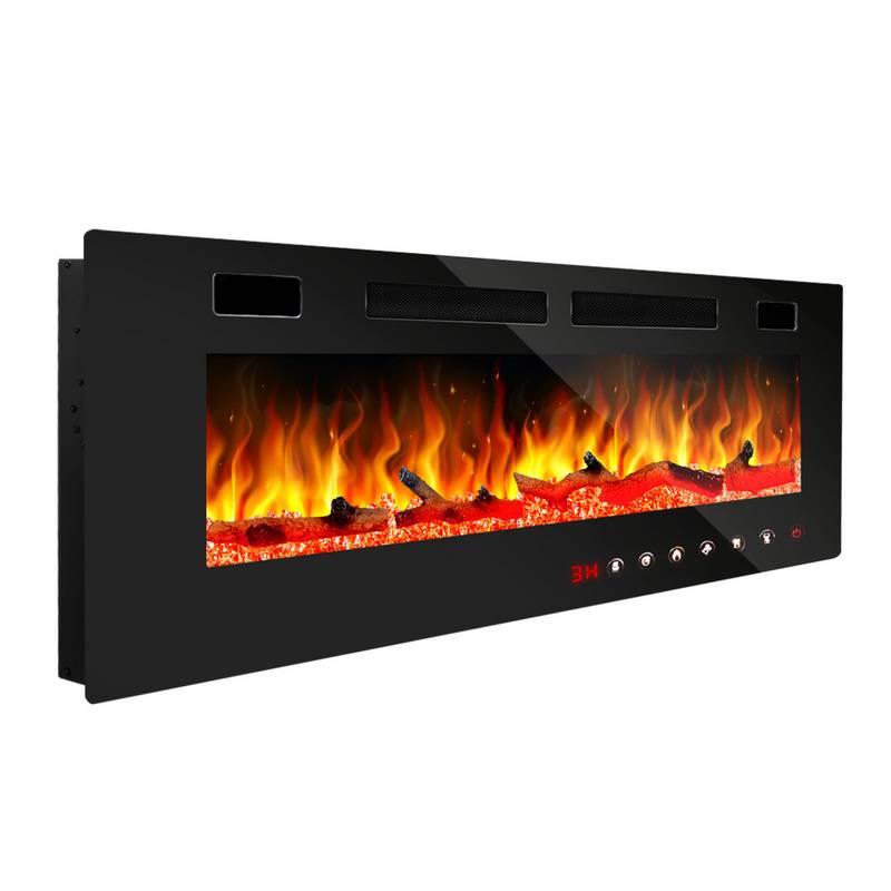 Wandkamin Elektrokamin 750/1500W Elektrokamin mit Fernbedienung Kamin Elektroheizung 3D Flammeneffekt Schwarz