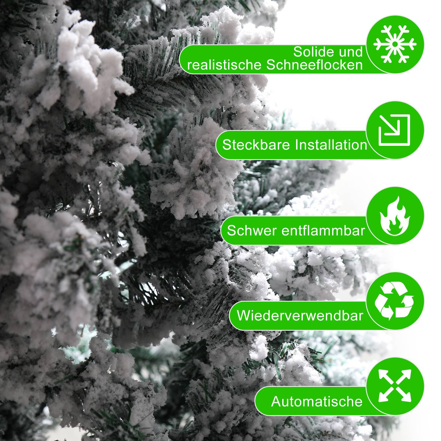 Weihnachtsbaum Beflockung Schneestaub Weihnachtsdekoration Kunstbaum 150cm mit Schneestaub