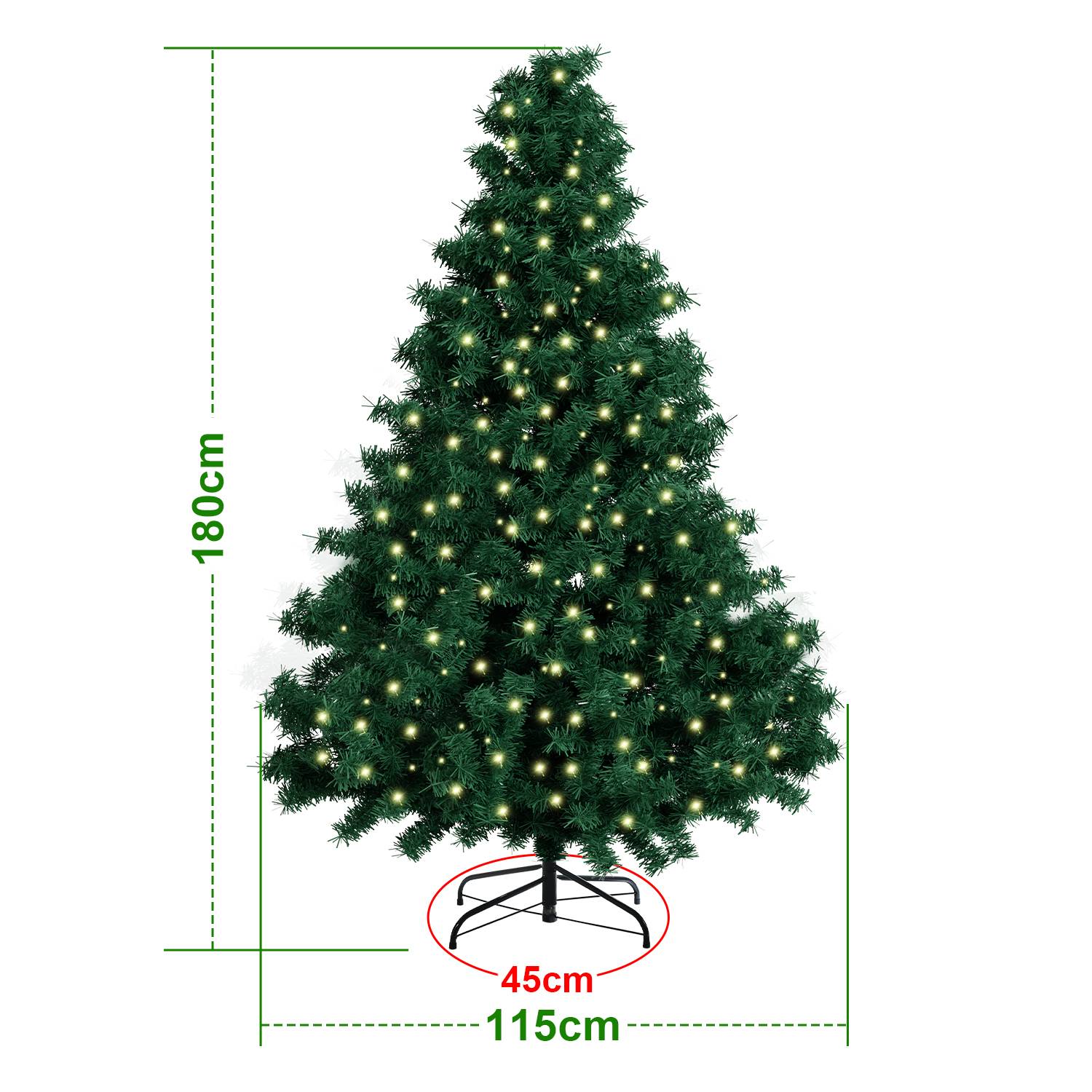 Weihnachtsbaum Beflockung Schneestaub Weihnachtsdekoration Kunstbaum 180cm mit warmweißen LED