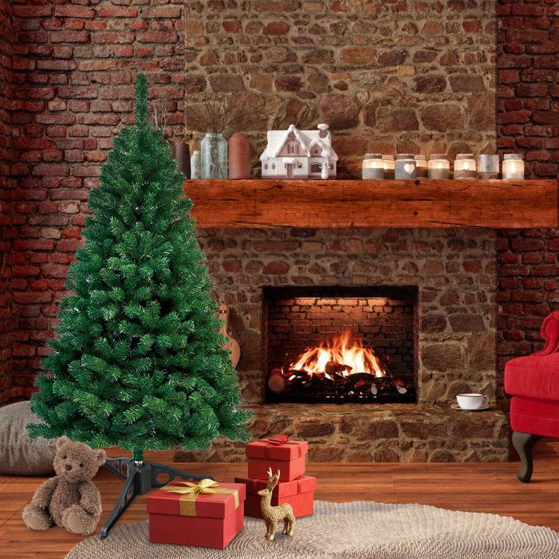 Künstlicher Weihnachtsbaum 120cm Tannenbaum Christbaum Kunstbaum Dekobaum mit Baumständer Weihnachtsdeko Grün PVC