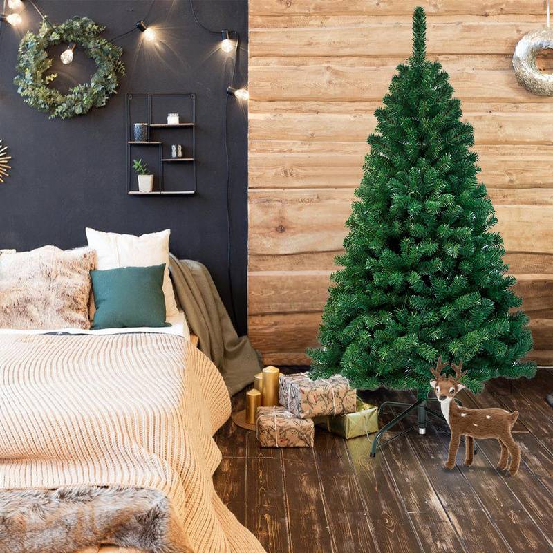 Künstlicher Weihnachtsbaum 150cm Tannenbaum Christbaum Kunstbaum Dekobaum mit Baumständer Weihnachtsdeko Grün PVC