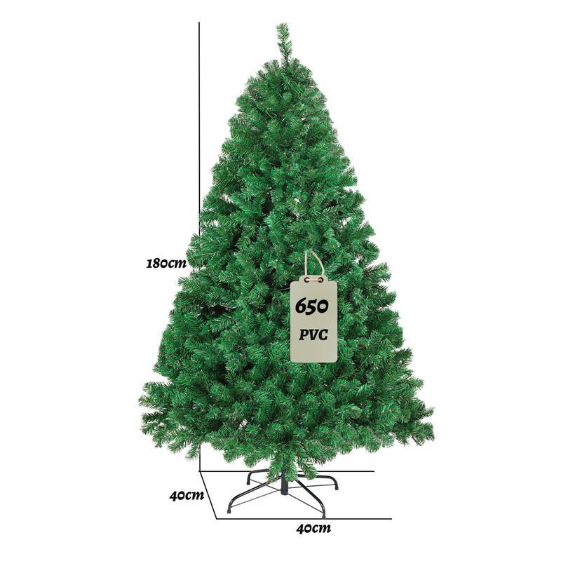Künstlicher Weihnachtsbaum 180cm Tannenbaum Christbaum Kunstbaum Dekobaum mit Baumständer Weihnachtsdeko Grün PVC
