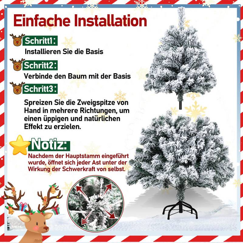 120cm Künstlicher Weihnachtsbaum Tannenbaum Weiß Schneeflocken für Weihnachten-Dekoration