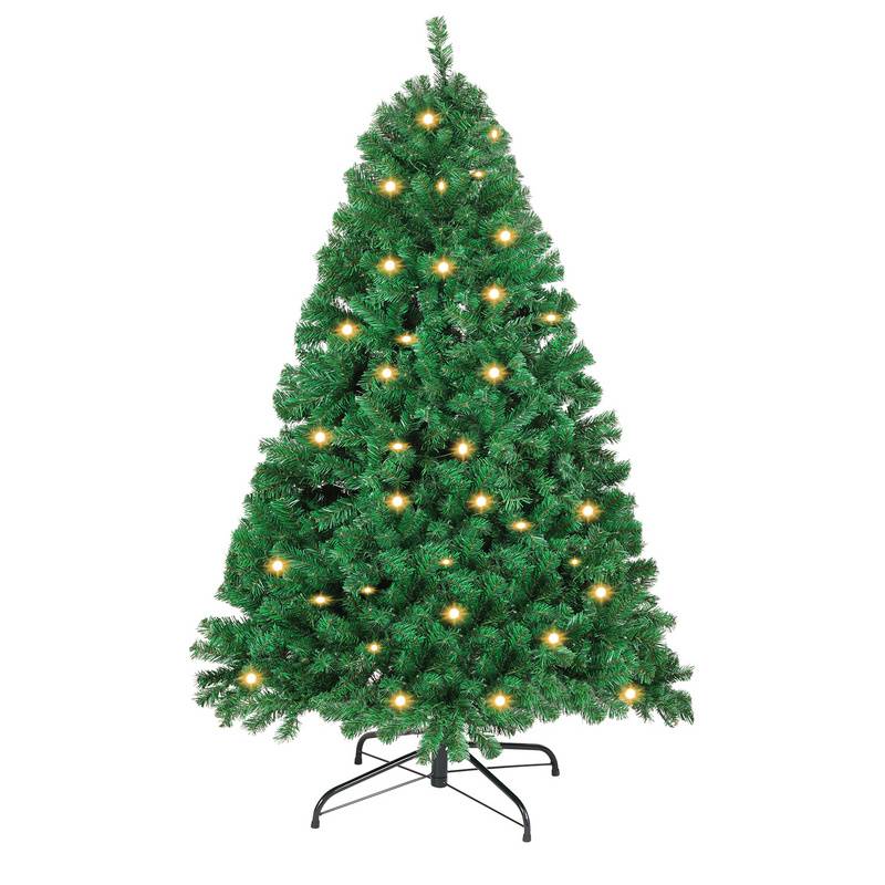 120cm Künstlicher Weihnachtsbaum mit Beleuchtung LED Tannenbaum für Weihnachten-Dekoration, aus PE und PVC,(Ø ca. 80 cm) mit 340 Spitzen