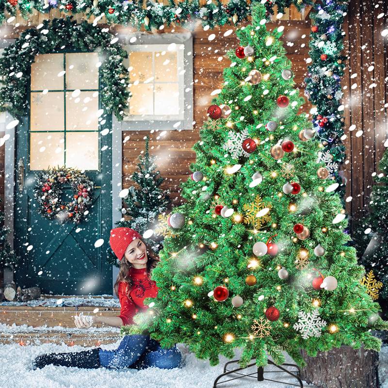 150cm Künstlicher Weihnachtsbaum mit Beleuchtung LED Tannenbaum für Weihnachten-Dekoration, aus PE und PVC,(Ø ca. 95 cm) mit 550 Spitzen