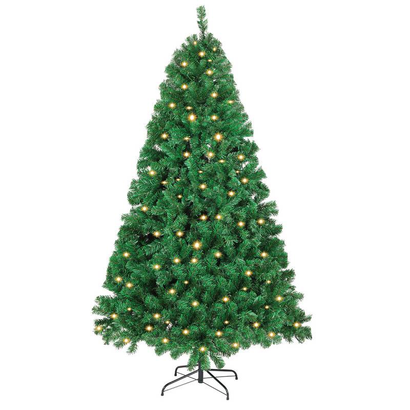 210cm Künstlicher Weihnachtsbaum mit Beleuchtung LED Tannenbaum für Weihnachten-Dekoration, aus PE und PVC,(Ø ca. 128cm) mit 1200 Spitzen