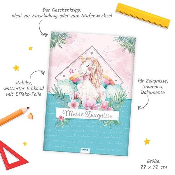 Trötsch Zeugnismappe A4 wattiert Einhorn