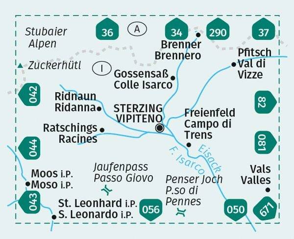 KOMPASS Wanderkarte 058 Sterzing und Umgebung, Vipteno e dintorni 1:25.000