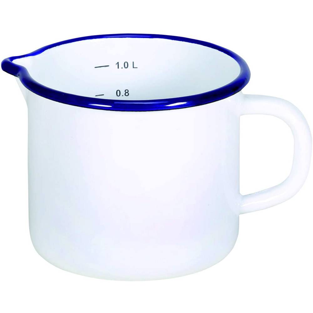 Krüger Milchtopf Husum Emailliert mit Ausguss und Skala weiß 12cm