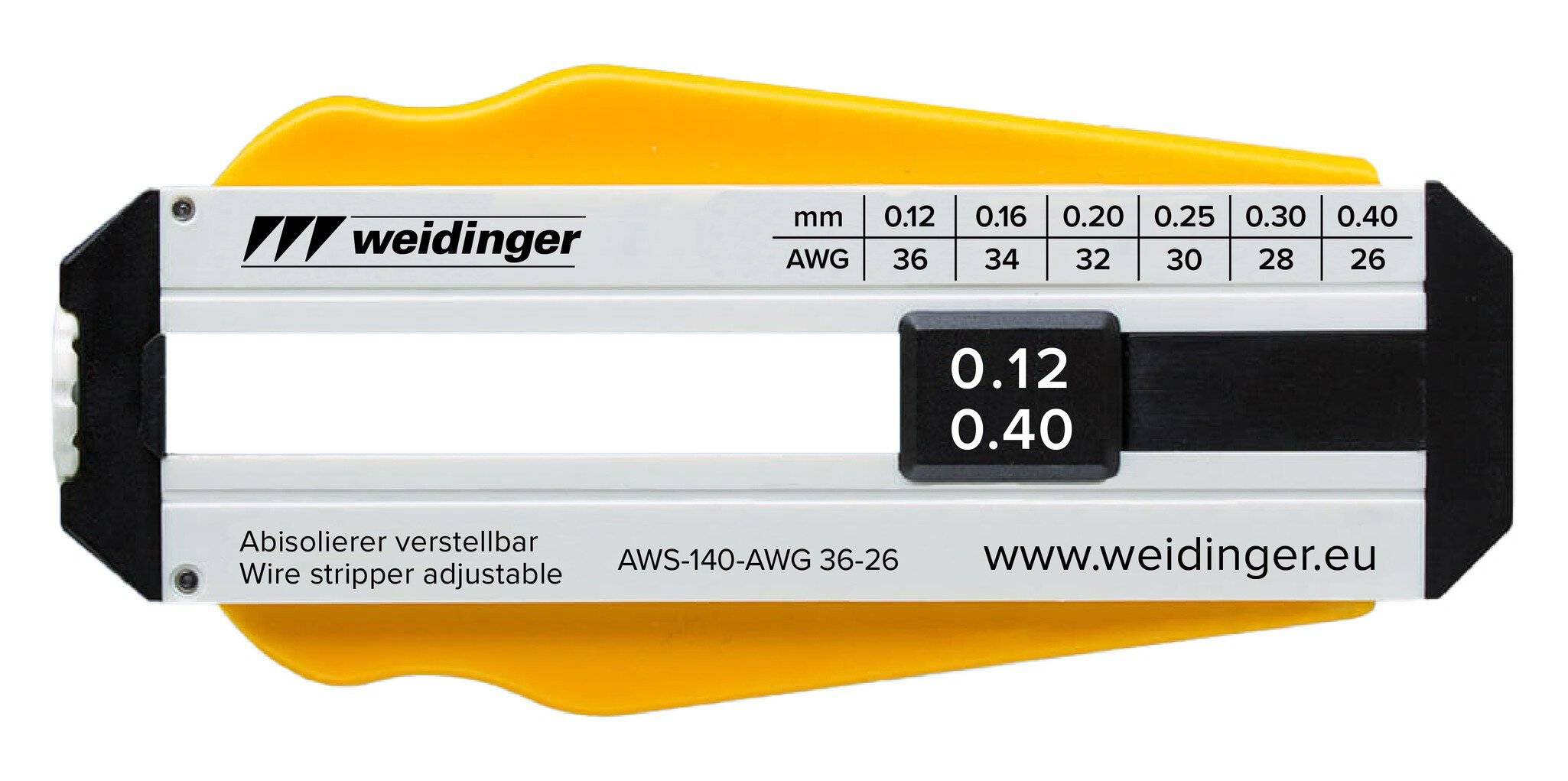 Abisolierer für AWG 36-26, verstellbar, für PVC- und PTFE-Drähte, Ø 0,12 - 0,4 mm