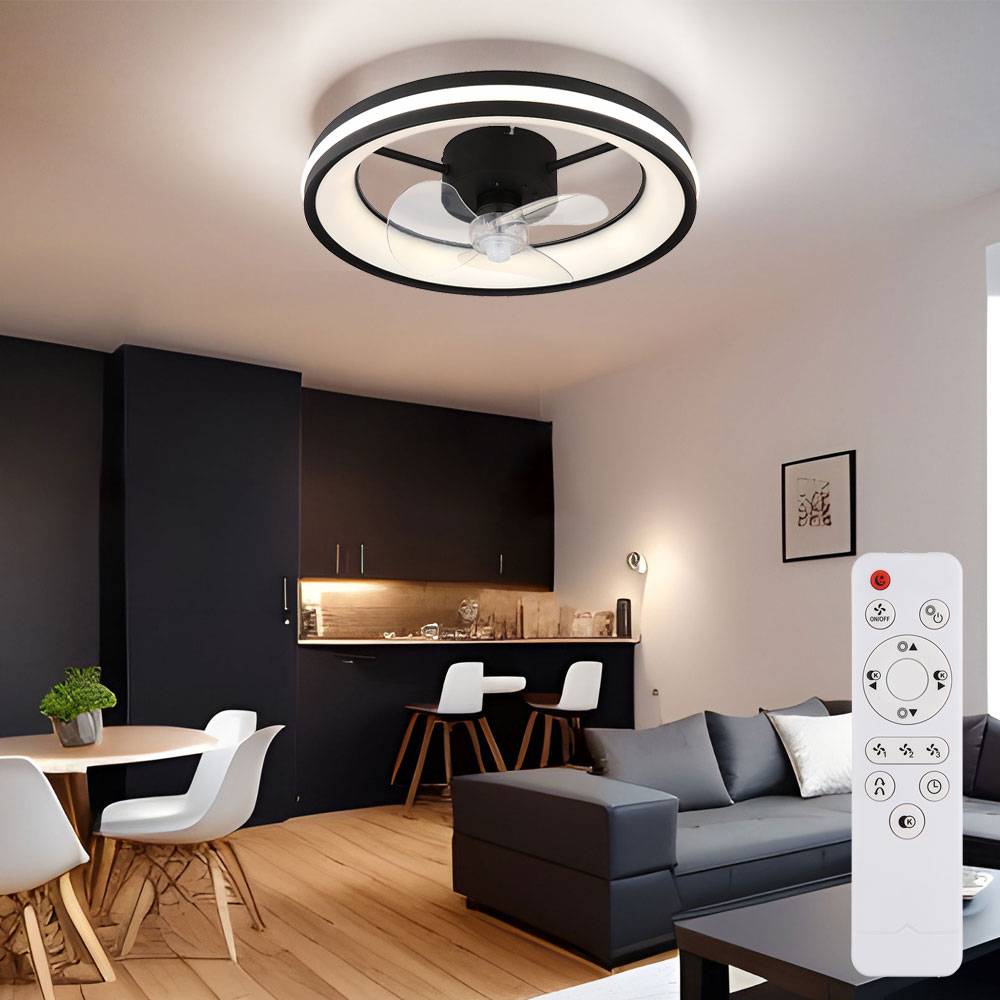 Deckenventilator Deckenlampe Wohnzimmerleuchte Schlafzimmerlampe Esszimmerleuchte, Metall Kunststoff schwarz, dimmbar Fernbedienung