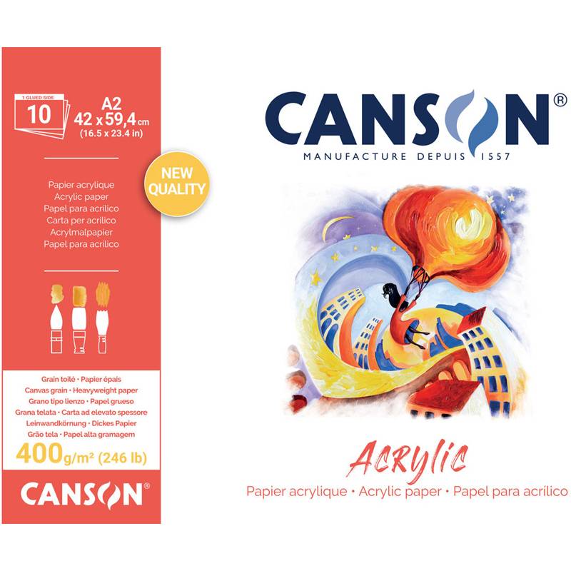 CANSON Zeichenpapierblock "Acrylic", 420 x 594 mm, 400 g/qm