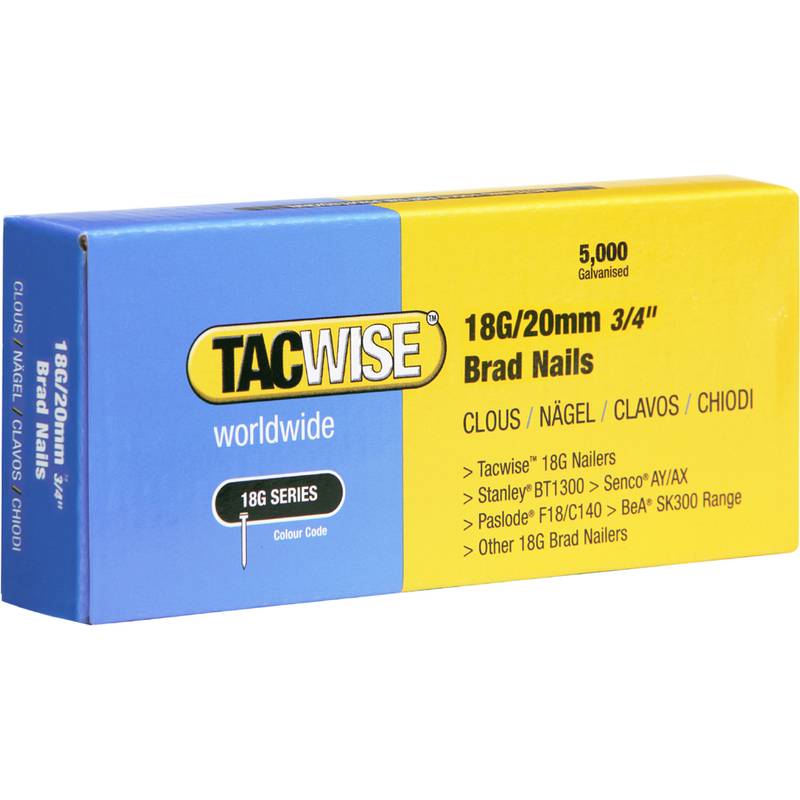 TACWISE Stiftnägel 18G/20 mm verzinkt, 5.000 Stück