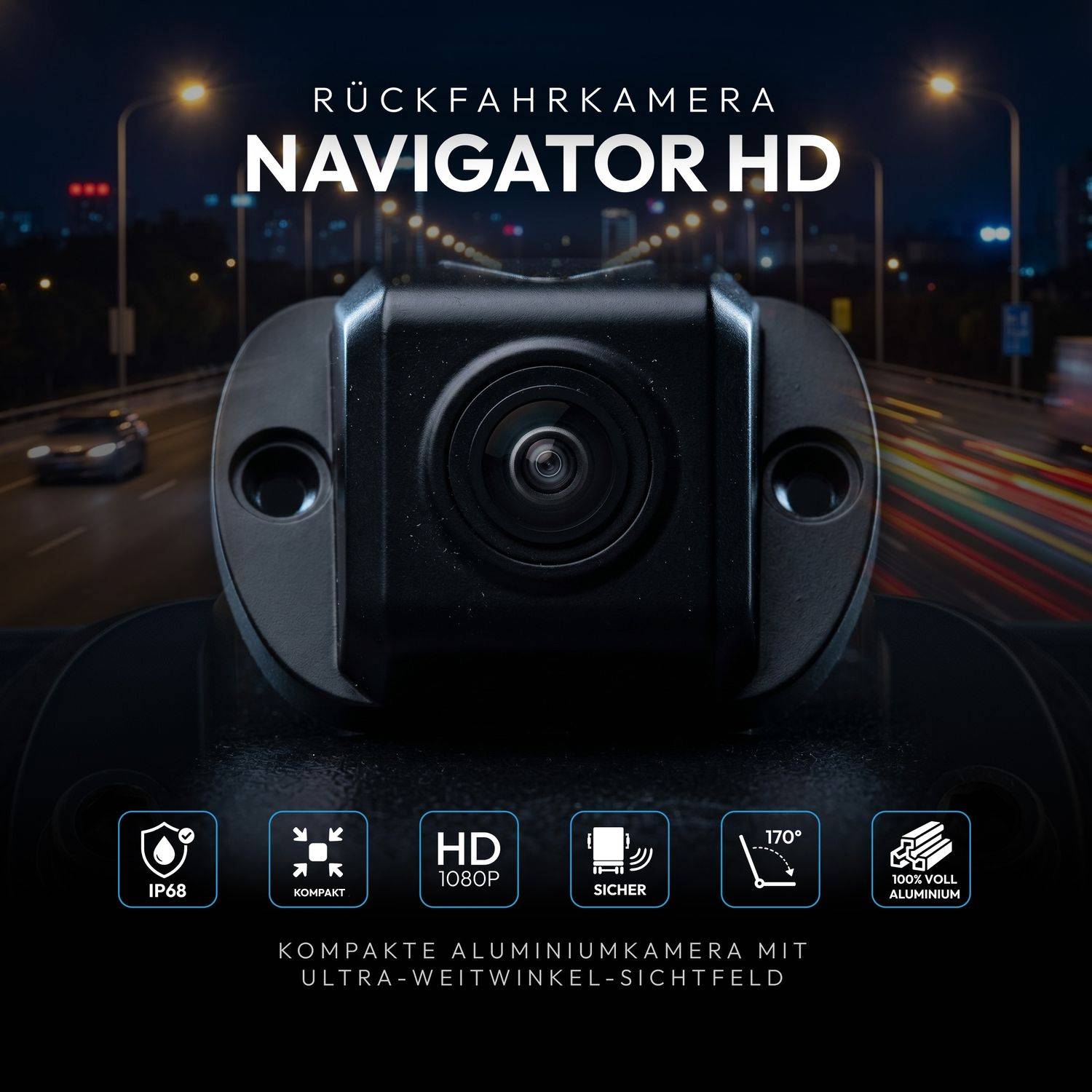 VSG24 Rückfahrkamera NAVIGATOR HD | HD 1080P | 170° | Nummernschild- oder Seitenkamera schwarz