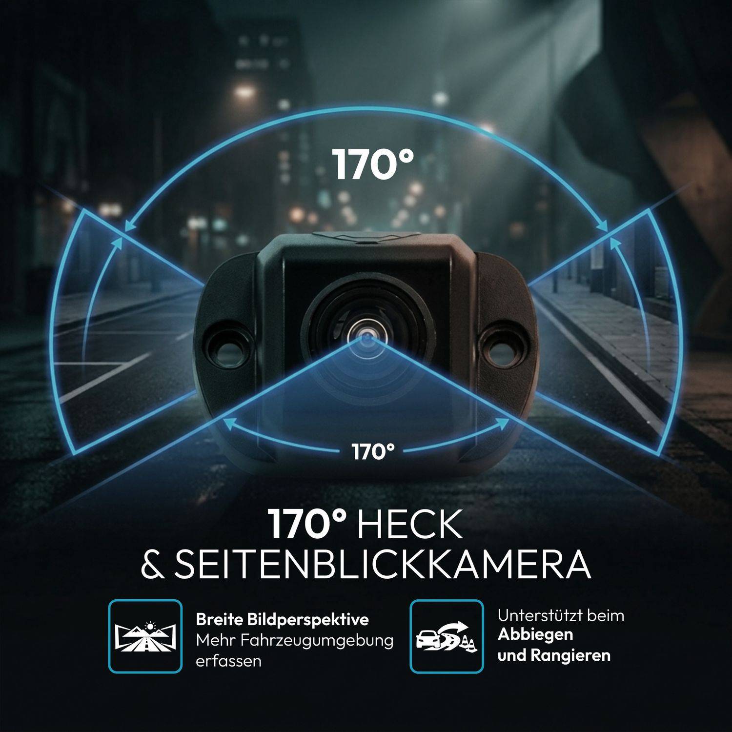 VSG24 Rückfahrkamera NAVIGATOR HD | HD 1080P | 170° | Nummernschild- oder Seitenkamera schwarz