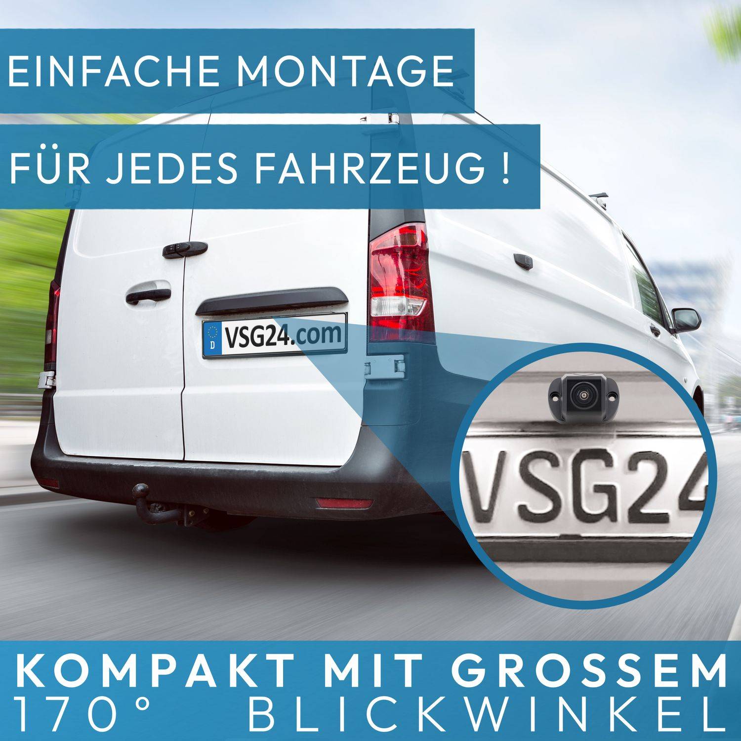 VSG24 Rückfahrkamera NAVIGATOR HD | HD 1080P | 170° | Nummernschild- oder Seitenkamera schwarz