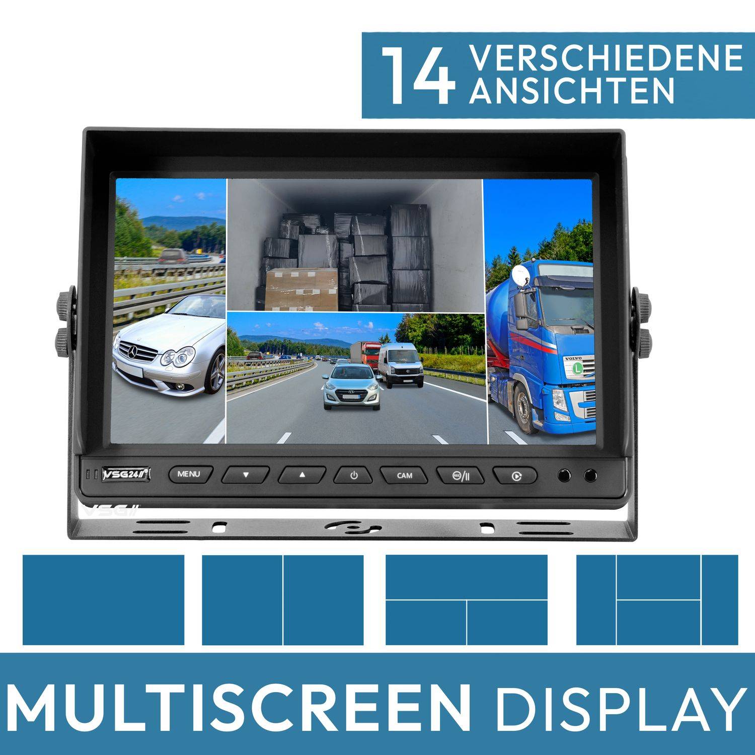 VSG24 10" Rückfahrkamera Set RUNDUMBLICK | IP69K | PROFI HD | NAVIGATOR 1080P HD Set MULTISCREEN RVS-24535