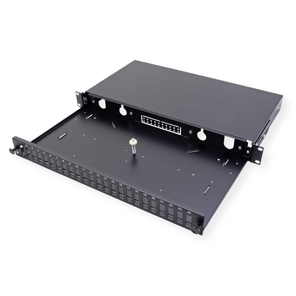 VALUE 19-Zoll-Spleißbox leer 1 HE, 24x SC DX / LC 4-fach, ausziehbar