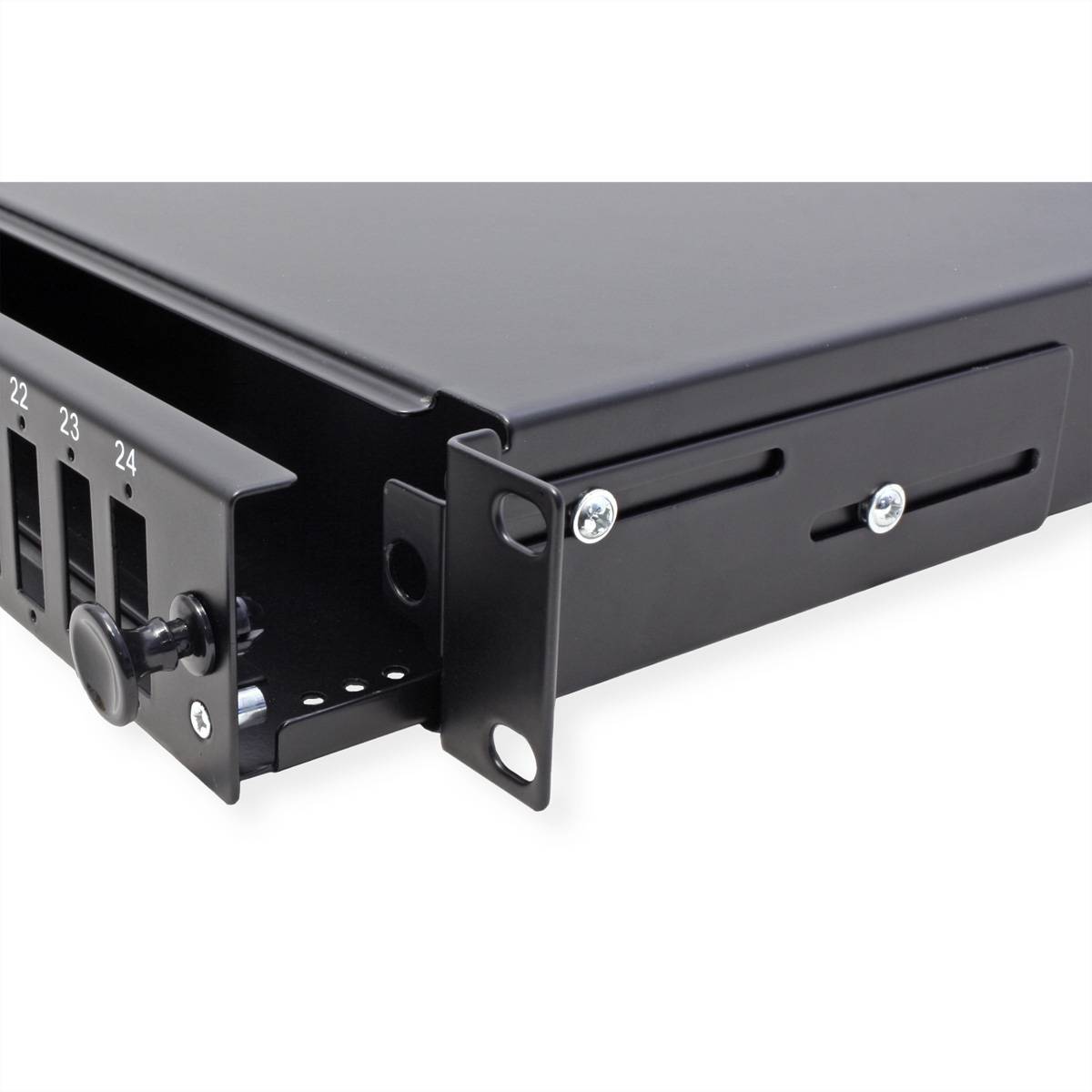 VALUE 19-Zoll-Spleißbox leer 1 HE, 24x SC DX / LC 4-fach, ausziehbar