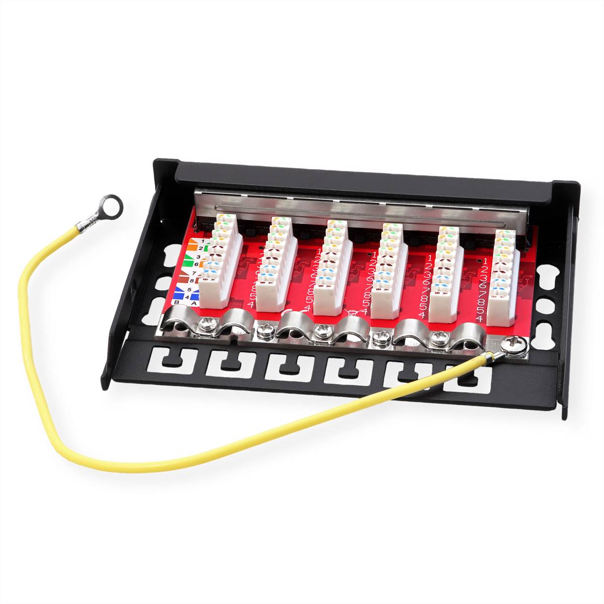 ROLINE Mini-Patchpanel, Cat.6A (Class EA), 6x RJ45, 0,5HE, geschirmt, schwarz