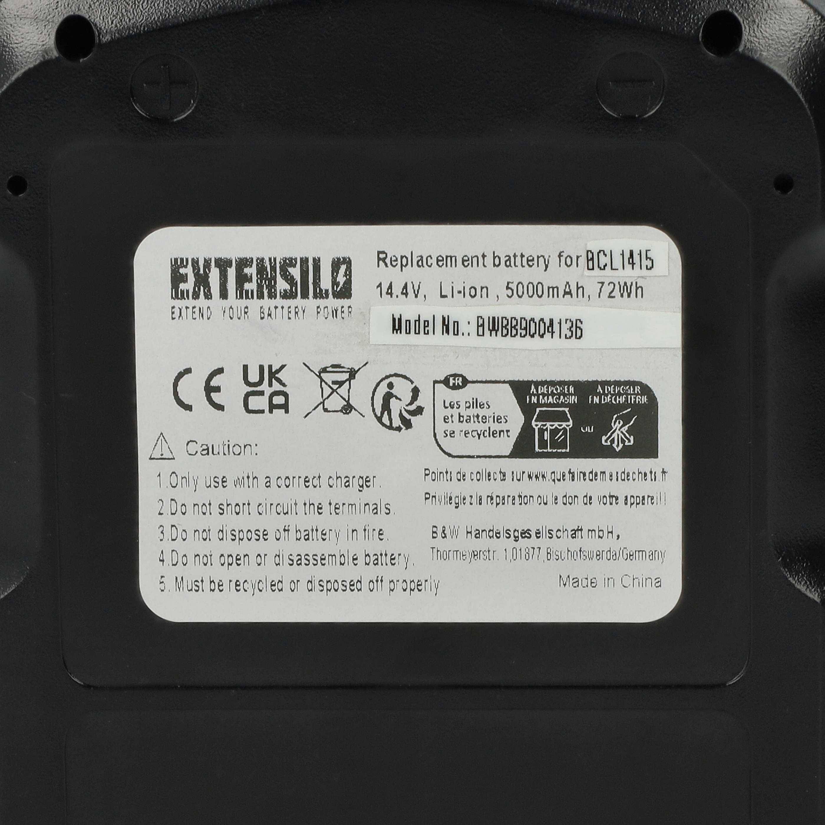 vhbw 1x Akku Ersatz für Hitachi EBL1430, BCL1430, BCL1415 für Werkzeug (5000 mAh, Li-Ion, 14,4 V)