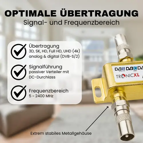 2-Fach gold BK Verteiler Premium TV Kabel Adapter Antennenverteiler Kabelfernsehen DVBC Splitter 2-Fach gold BK Verteiler Premium TV Kabel Adapter Antennenverteiler Kabelfernsehen DVBC Splitter