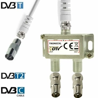 IEC Verteiler Antennenverteiler 2fach + Kabel + Adapter Kabelfernsehen DVB-T2 DVBC Koax Sat Splitter IEC Verteiler Antennenverteiler 2fach + Kabel + Adapter Kabelfernsehen DVB-T2 DVBC Koax Sat Splitter