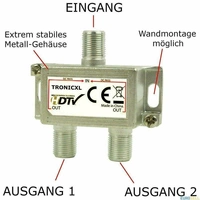 IEC Verteiler Antennenverteiler 2fach + Kabel + Adapter Kabelfernsehen DVB-T2 DVBC Koax Sat Splitter IEC Verteiler Antennenverteiler 2fach + Kabel + Adapter Kabelfernsehen DVB-T2 DVBC Koax Sat Splitter