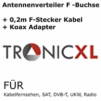 IEC Verteiler Antennenverteiler 2fach + Kabel + Adapter Kabelfernsehen DVB-T2 DVBC Koax Sat Splitter IEC Verteiler Antennenverteiler 2fach + Kabel + Adapter Kabelfernsehen DVB-T2 DVBC Koax Sat Splitter