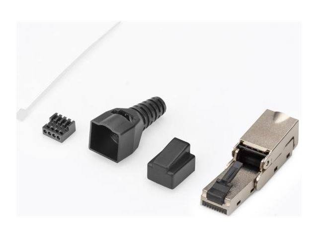 DIGITUS - CAT 6A Feldstecker abwinkelbar, STP mit Staubschutzkappe, Knickschutz