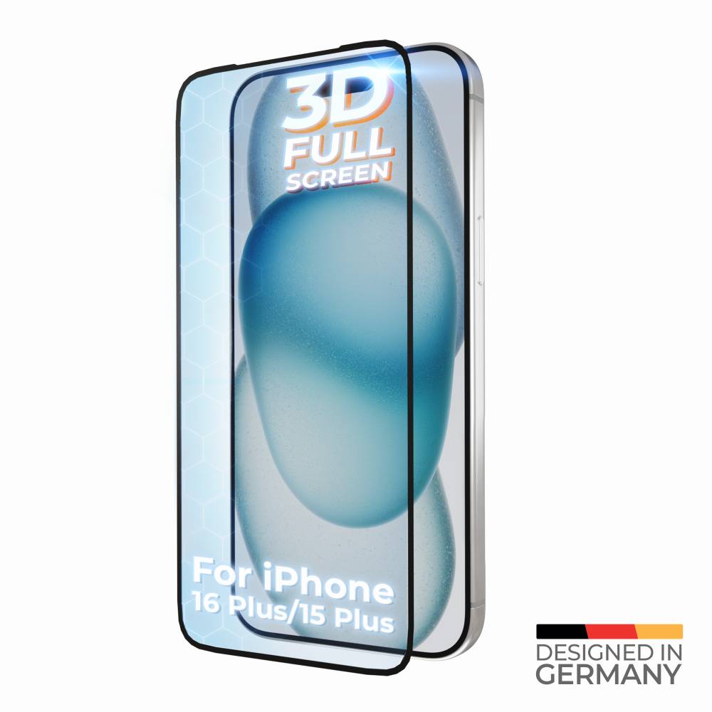 prio 3D Anti-Scratch Tempered Glass für iPhone 16 Plus/15 Plus (6,7 Zoll) schwarz