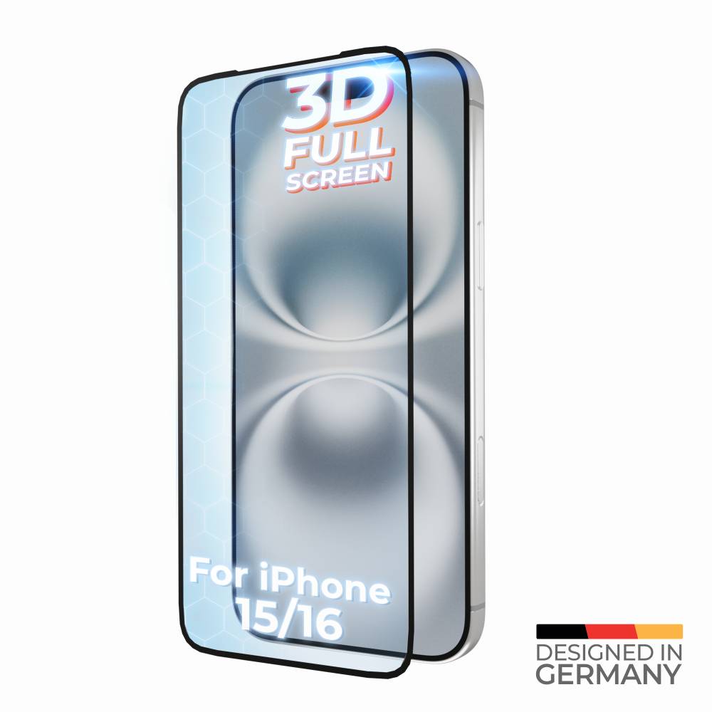 prio 3D Anti-Scratch Tempered Glass für iPhone 16/15 (6,1 Zoll) schwarz