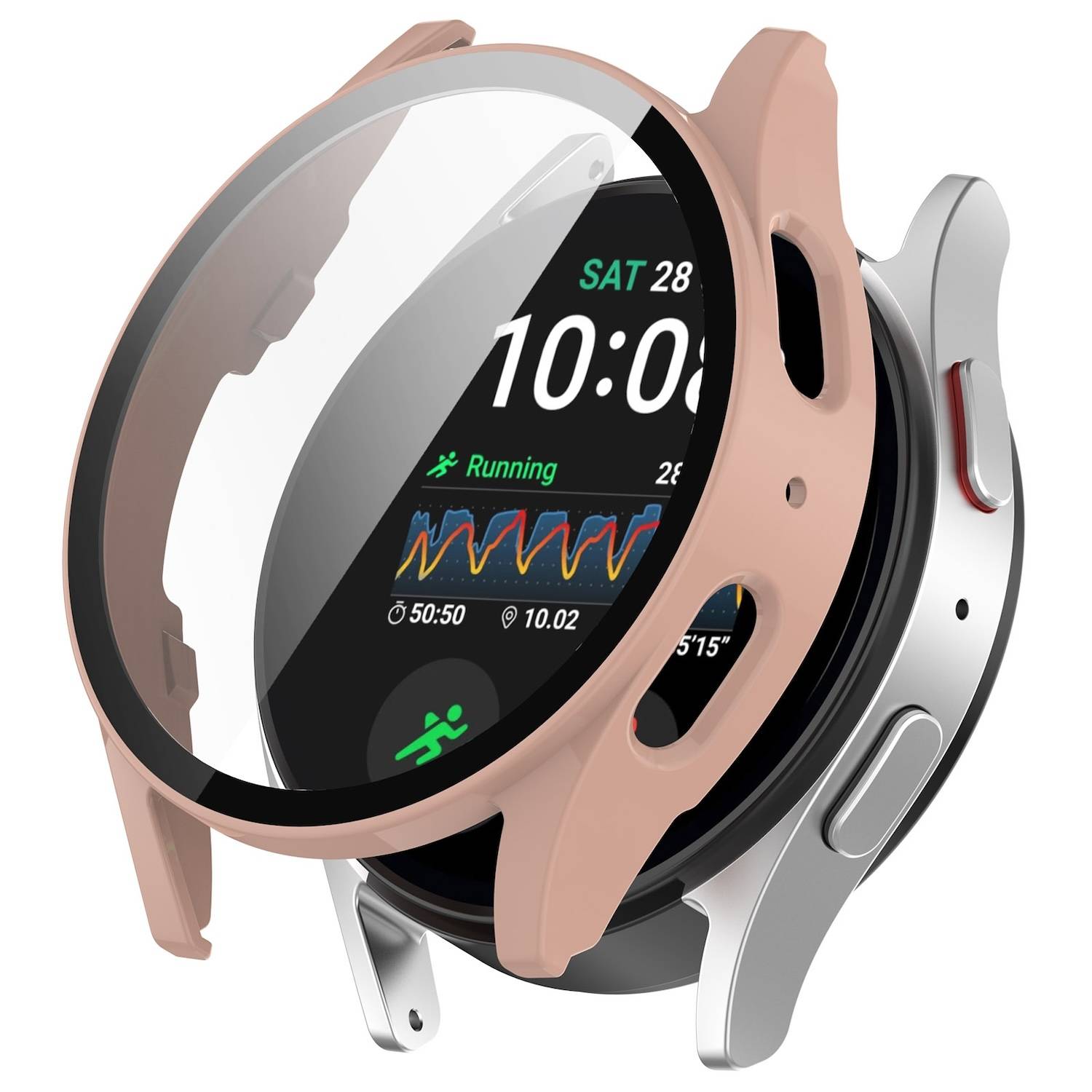 Für Samsung Galaxy Watch 7 44mm Kunststoff PC Hülle + Hart Glas Pink