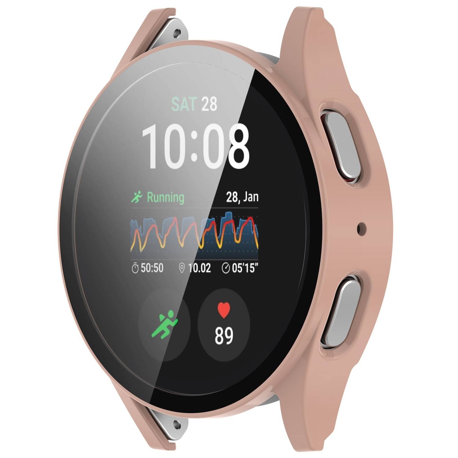 Für Samsung Galaxy Watch 7 44mm Kunststoff PC Hülle + Hart Glas Pink