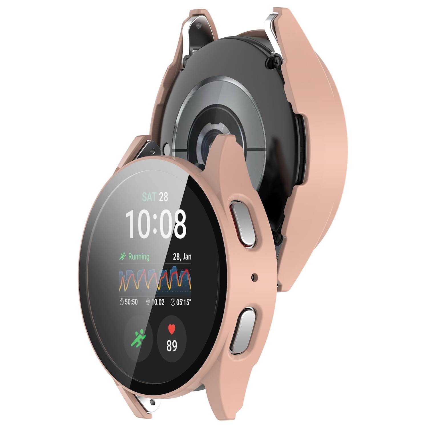 Für Samsung Galaxy Watch 7 44mm Kunststoff PC Hülle + Hart Glas Pink