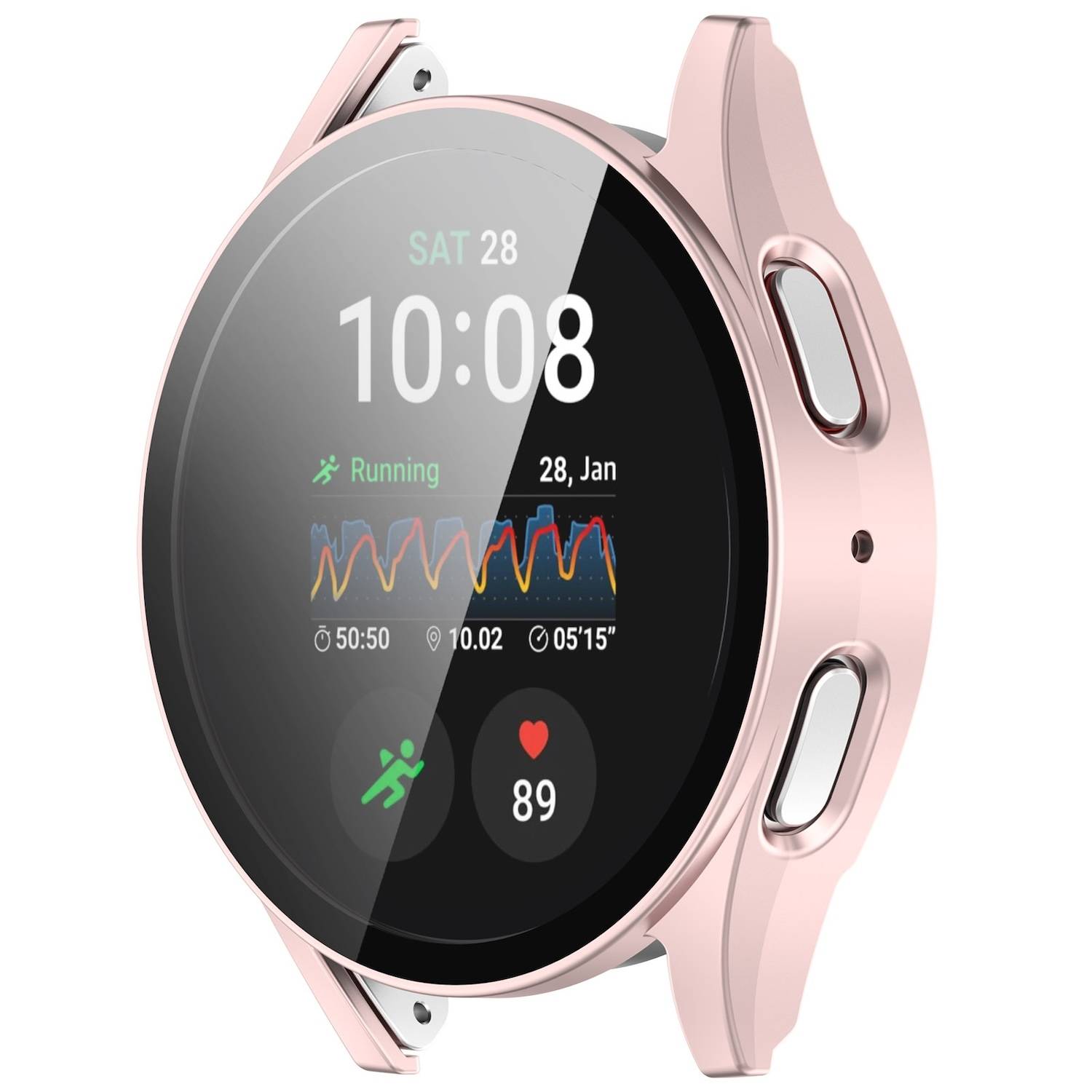 Für Samsung Galaxy Watch 7 40mm Kunststoff Hülle + Hart Glas Rose Gold